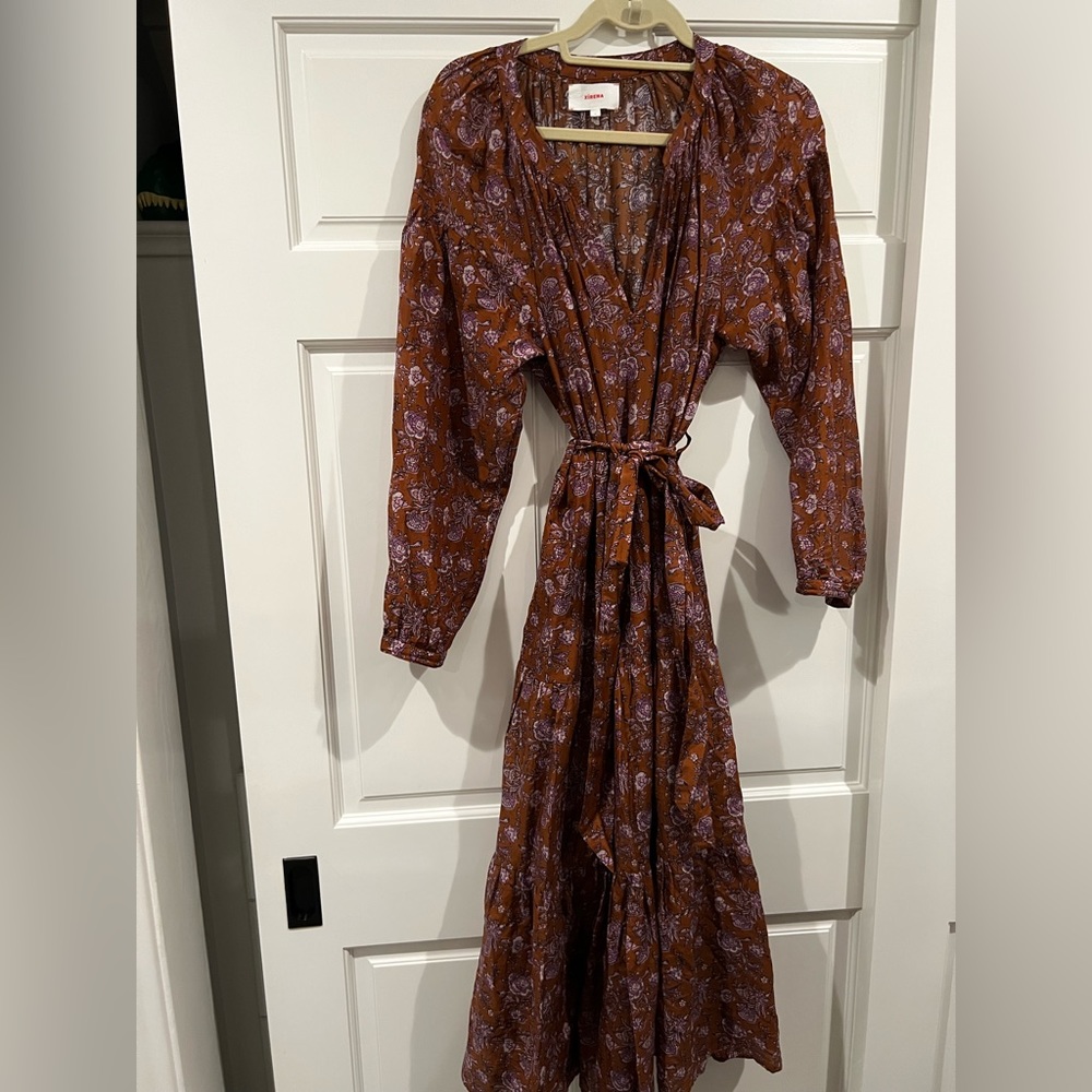 Long paisley print dress with belt